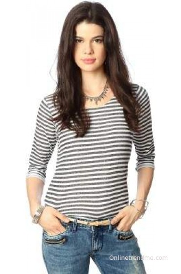 People Casual 3/4 Sleeve Striped Women's Top People Casual 3/4 Sleeve Striped Women's Top